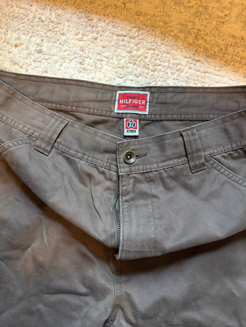 Tommy Hilfiger Denim Men's Brown Straight Leg Casual Pants Size 32W34L Cotton